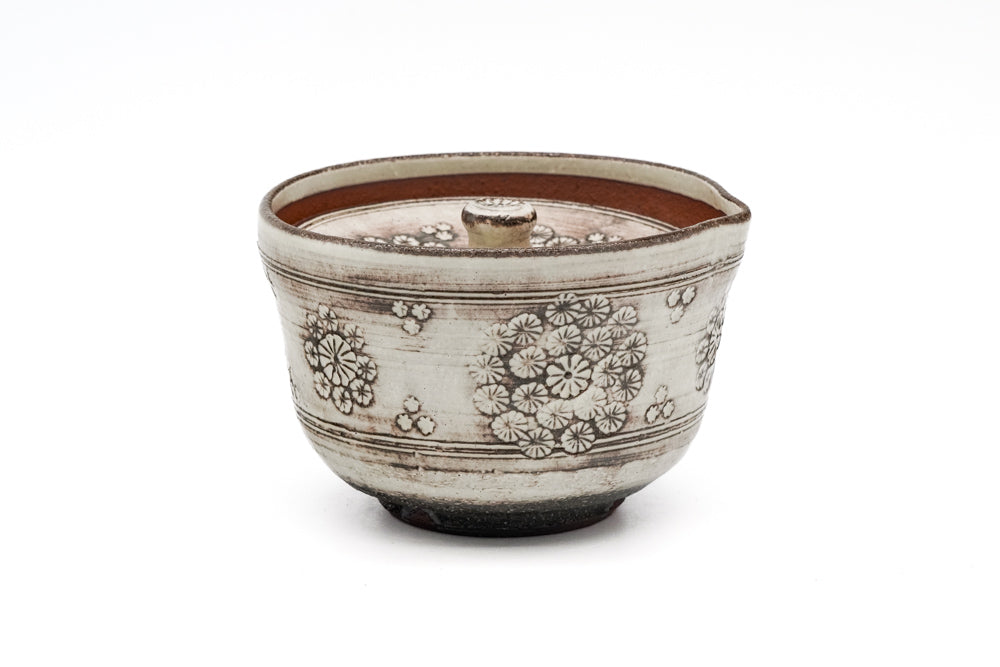 Japanese Houhin - 伊藤典哲 Itō Noriaka - Floral Kohiki Mishima Handleless Teapot - 250ml