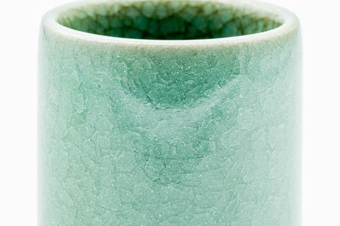 Close-up of the celadon glaze, showing its network of fine crackles.