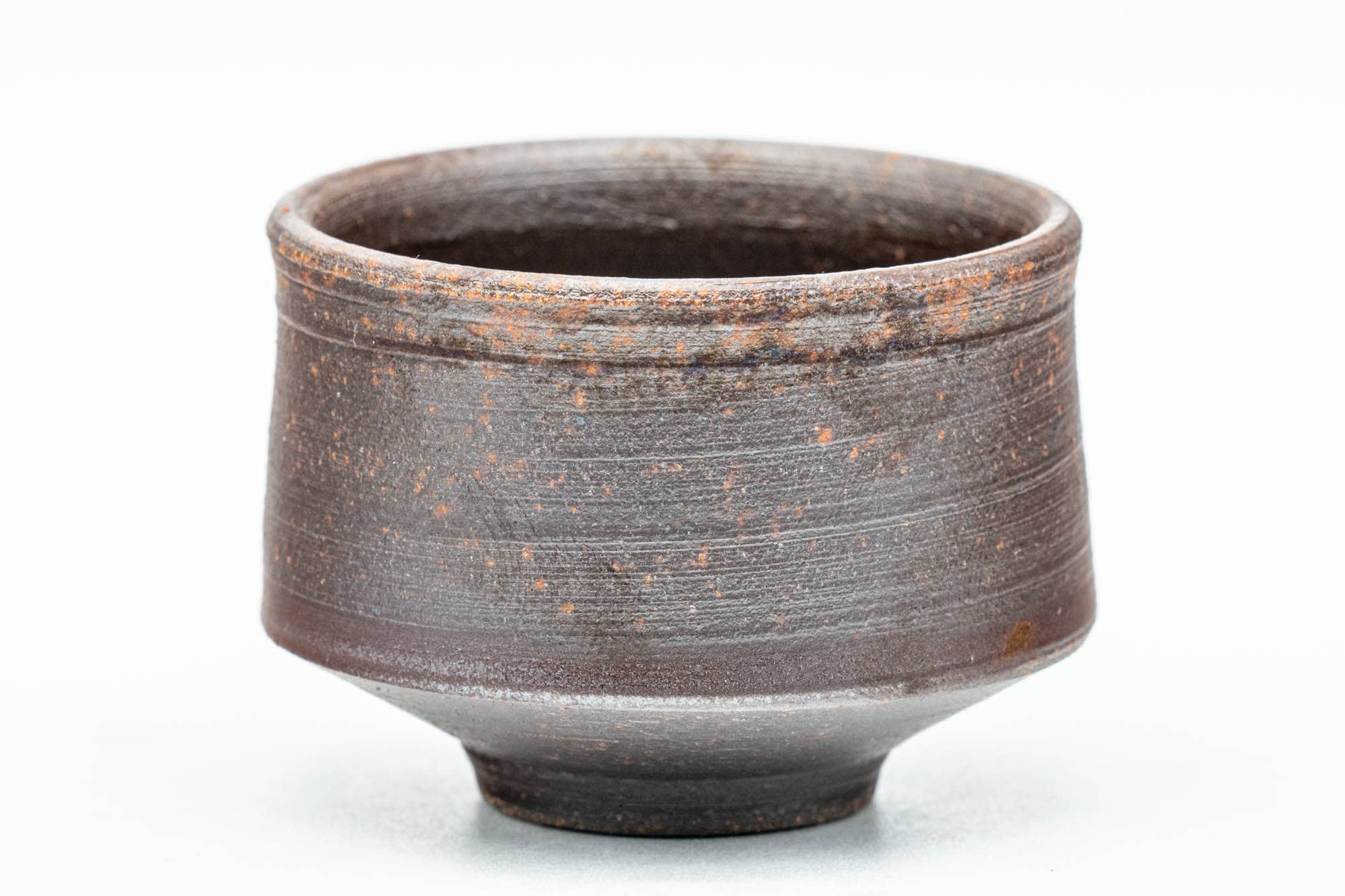 Japanese Teacups - Pair of Brown Spiraling Stoneware Guinomi - 40ml - Tezumi