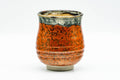 Japanese Teacup - Red Speckled Hare's Fur Glazed Yunomi - side angle view