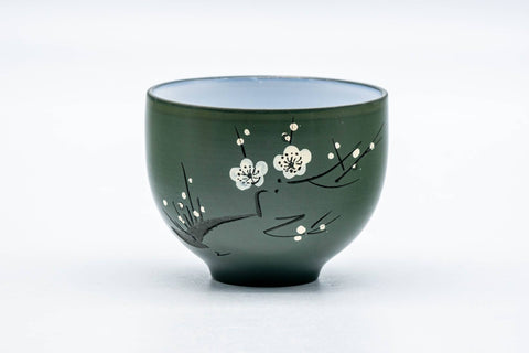 Japanese Teacup - Plum Blossom White Inner-Glazed Ryokudei Tokoname-yaki Yunomi - 140ml