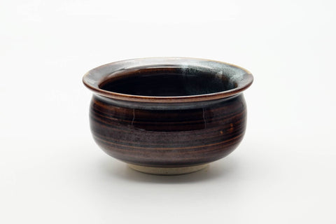Japanese Kensui - Black Brown Hare's Fur Glazed Water Bowl - 450ml