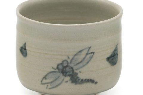 Japanese Teacup - Beige Blue Dragonflies Yunomi - 205ml