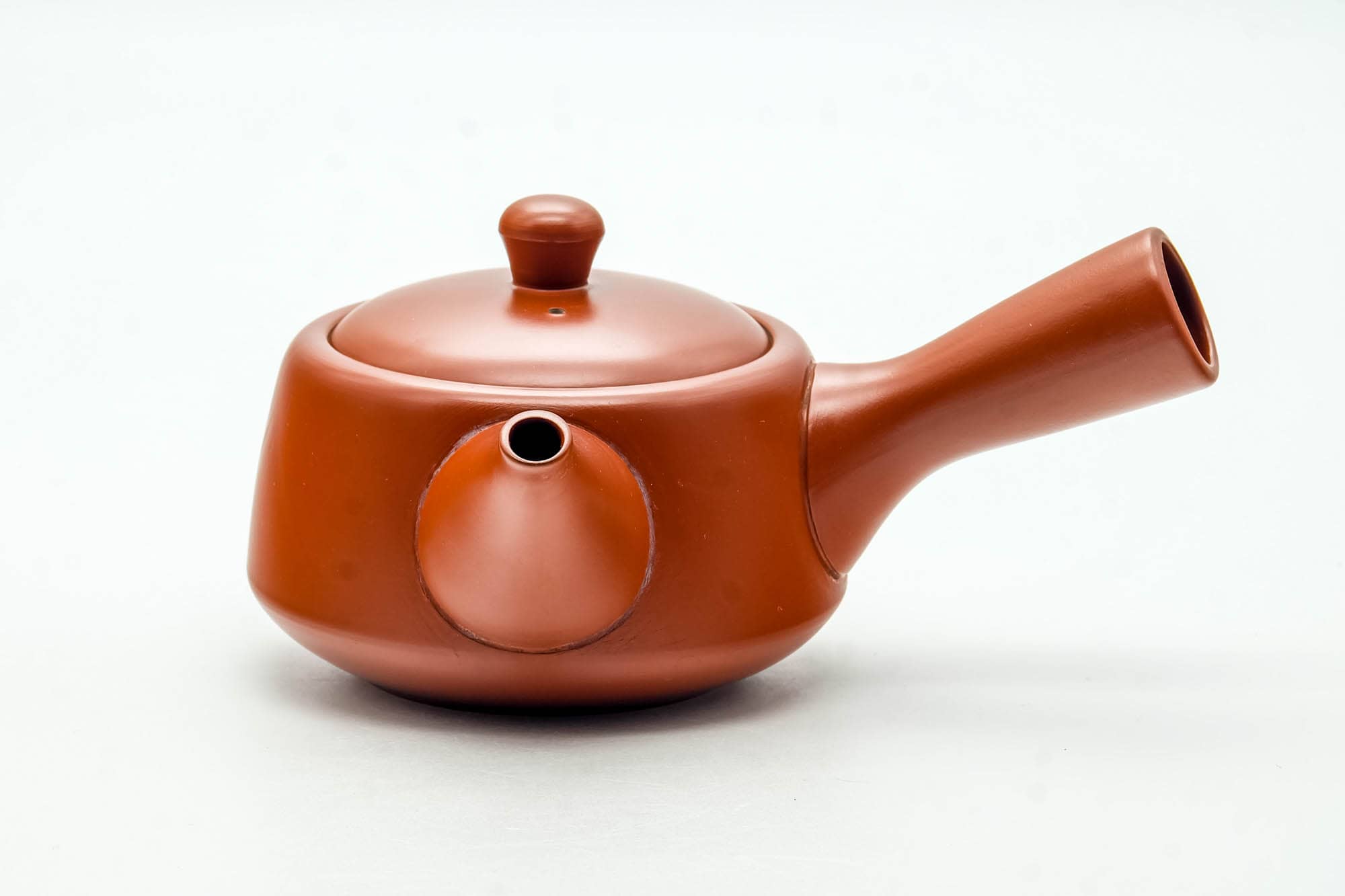 Japanese Kyusu - Smooth Red Shudei Tokoname-yaki Ceramic Filter Teapot - 300ml