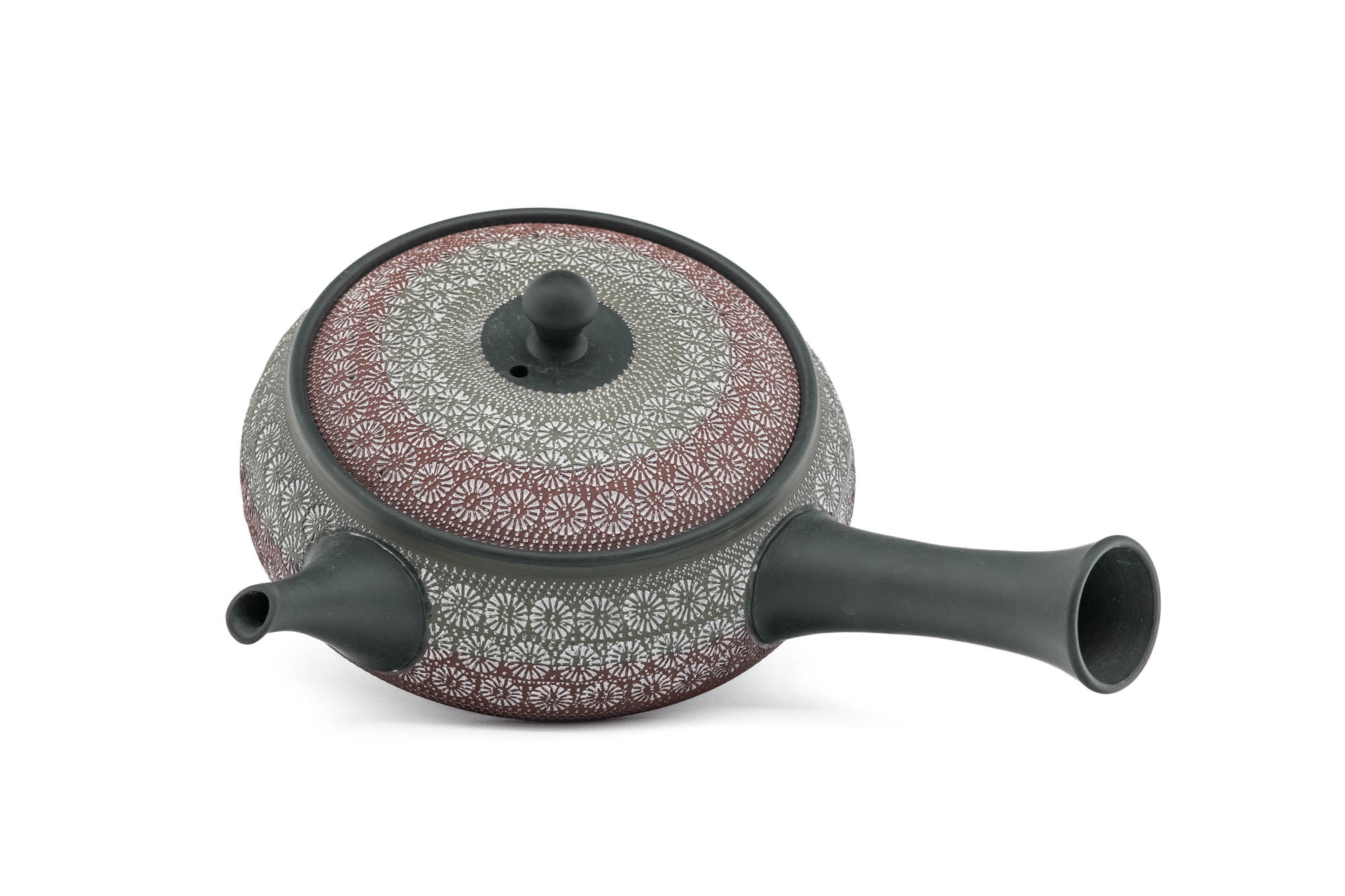 Japanese Kyusu - 磯部輝之 Teruyuki Isobe - Hira-Maru Floral Mishima Tokoname-yaki Teapot - 280ml