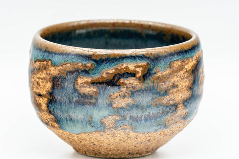 Japanese Teacup - Blue Glazed Orange Stoneware Yunomi - 80ml - Tezumi