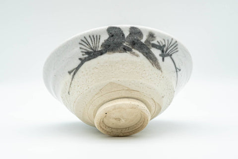 Japanese Matcha Bowl - White Shino Glazed Hira-gata Summer Chawan - 150ml - Tezumi