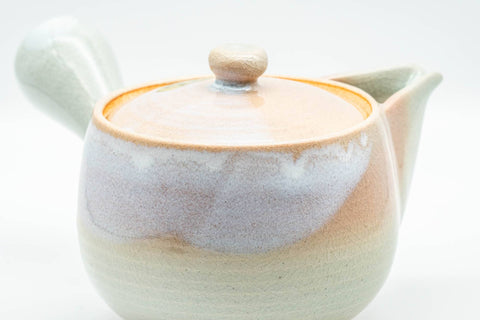 Japanese Tea Set - 天鵬山 Tsubaki Kiln - Hagi-yaki Kyusu Teapot with 6 Yunomi Teacups in Wooden Box