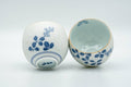 Japanese Teacups - Pair of Blue Floral Arita-yaki Yunomi - 150ml - Tezumi