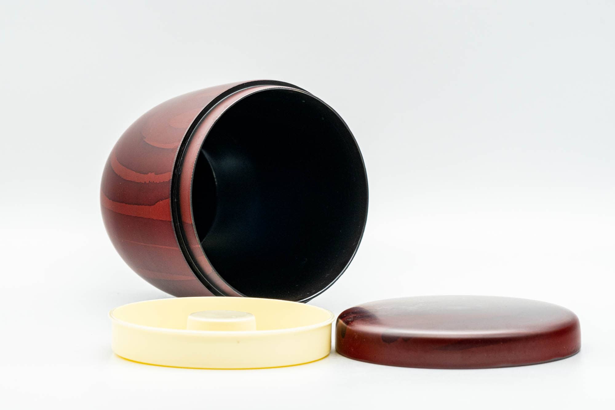 Japanese Chazutsu - Red Wood-Patterned Plastic Tea Canister - 275ml - Tezumi