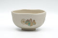Tezumi — Japanese Matcha Bowl - Floral Beige Glazed Kyo-yaki Chawan - 250ml — front view from another angle