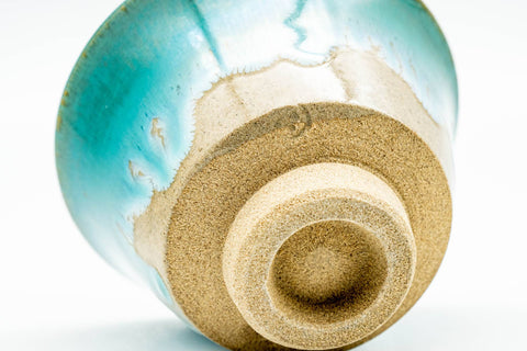 Japanese Teacup - Turquoise Drip-Glazed Agano-yaki Yunomi - 70ml