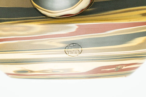 Japanese Kyusu - Green, Red, and Yellow Swirling Nerikomi Tokoname-yaki Do-ake Teapot - 240ml - closeup of the base