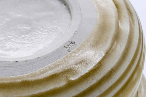 Japanese Kensui - Green Yellow Glazed Seto-yaki Tea Ceremony Water Bowl - 580ml