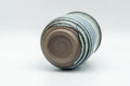 Tezumi — Japanese Teacup - Green White Hare's Fur Drip-Glazed Agano-yaki Yunomi - 175ml — top-down view of the interior