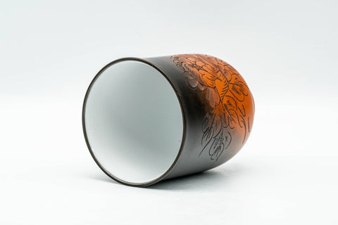 Japanese Teacup - Camellia Engraved Yohen Tokoname-yaki Yunomi - 150ml