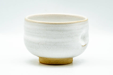 Japanese Teacup - 赤膚山 Akiyama Kiln - Milky White Glazed Thumb-Indented Yunomi - 180ml