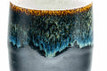 Tezumi — Japanese Teacup - Jet Black Blue Hare's Fur Drip-Glazed Yunomi - 150ml — tipped to show the interior