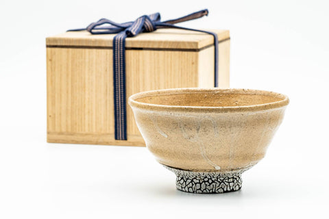 Japanese Matcha Bowl - Beige Crazed Kairagi Glazed O-ido Chawan - 350ml