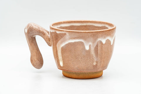 Tezumi — Japanese Teacup - Beige White Drip-Glazed Hagi-yaki Ushirode Yunomi - 110ml — front view