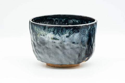 Japanese Matcha Bowl - Blue Hare's Fur Black Drip-Glazed Wabi-Sabi Chawan - 500ml
