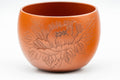 Japanese Teacups - Set of 4 Floral Engraved Tokoname-yaki Yunomi - 110ml - closeup of a cup showing the engraved floral design