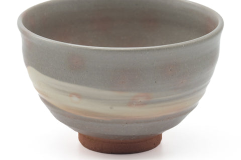 Japanese Matcha Bowl - Grey White Hakeme Glazed Chawan - 450ml