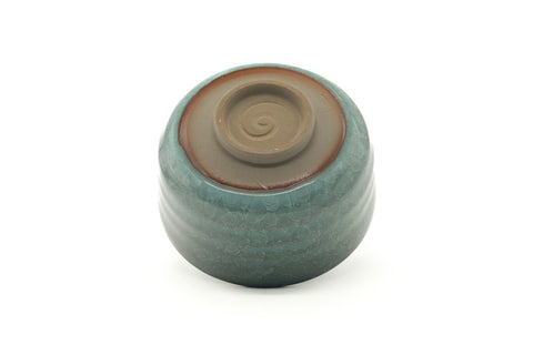Tezumi — Japanese Matcha Bowl - Teal Snowflake Glazed Hantsutsu-gata Chawan - 410ml — top-down view of the interior