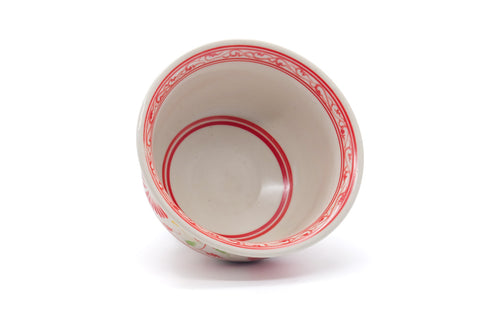 Japanese Matcha Bowl - Red Floral Vietnamese-style Annan Chawan - 340ml