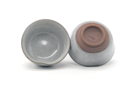 Tezumi — Japanese Teacups - Pair of Grey Celadon Yunomi - 170ml — front view from another angle