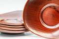 Japanese Chataku - Set of 5 Elliptical Wooden Lacquered Tea Saucers - Tezumi