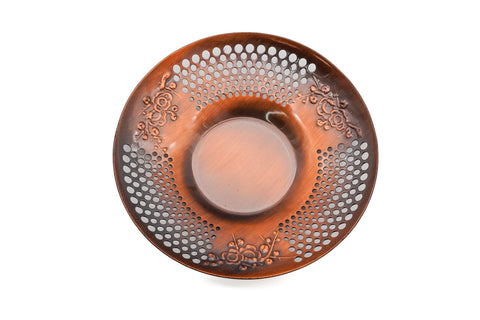 Japanese Chataku - Set of 5 Embossed Plum Blossom Copper Tea Saucers