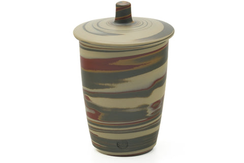 Japanese Teacup - Green Yellow Nerikomi Tokoname Lidded Yunomi - 120ml