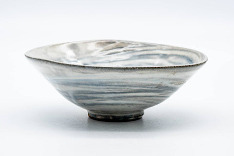 Tezumi — Japanese Matcha Bowl - Floral Brush Glazed Summer Chawan - 100ml — front view from another angle