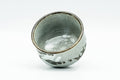 Japanese Teacup - Tiny Floral Grey Glazed Guinomi - 45ml - tilted view showing the interior and rim