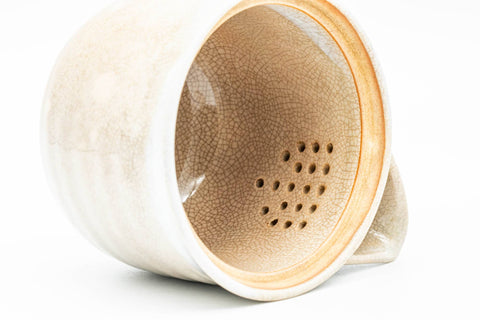 Japanese Kyusu - Beige White Glazed Hagi-yaki Do-ake Teapot - 250ml - Tezumi