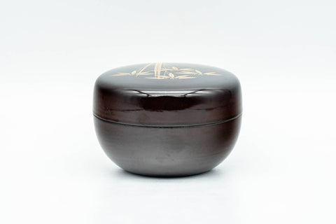 Japanese Natsume - Black Lacquer Golden Bamboo Matcha Tea Caddy - 50ml - Tezumi