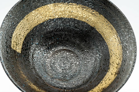 Japanese Matcha Bowl - Black Gold Hakeme Summer Chawan - 200ml