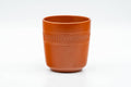 Tezumi — Japanese Teacups - Set of 5 Red Shudei Tochiri Engraved Tokoname-yaki Yunomi - 110ml — front view from another angle