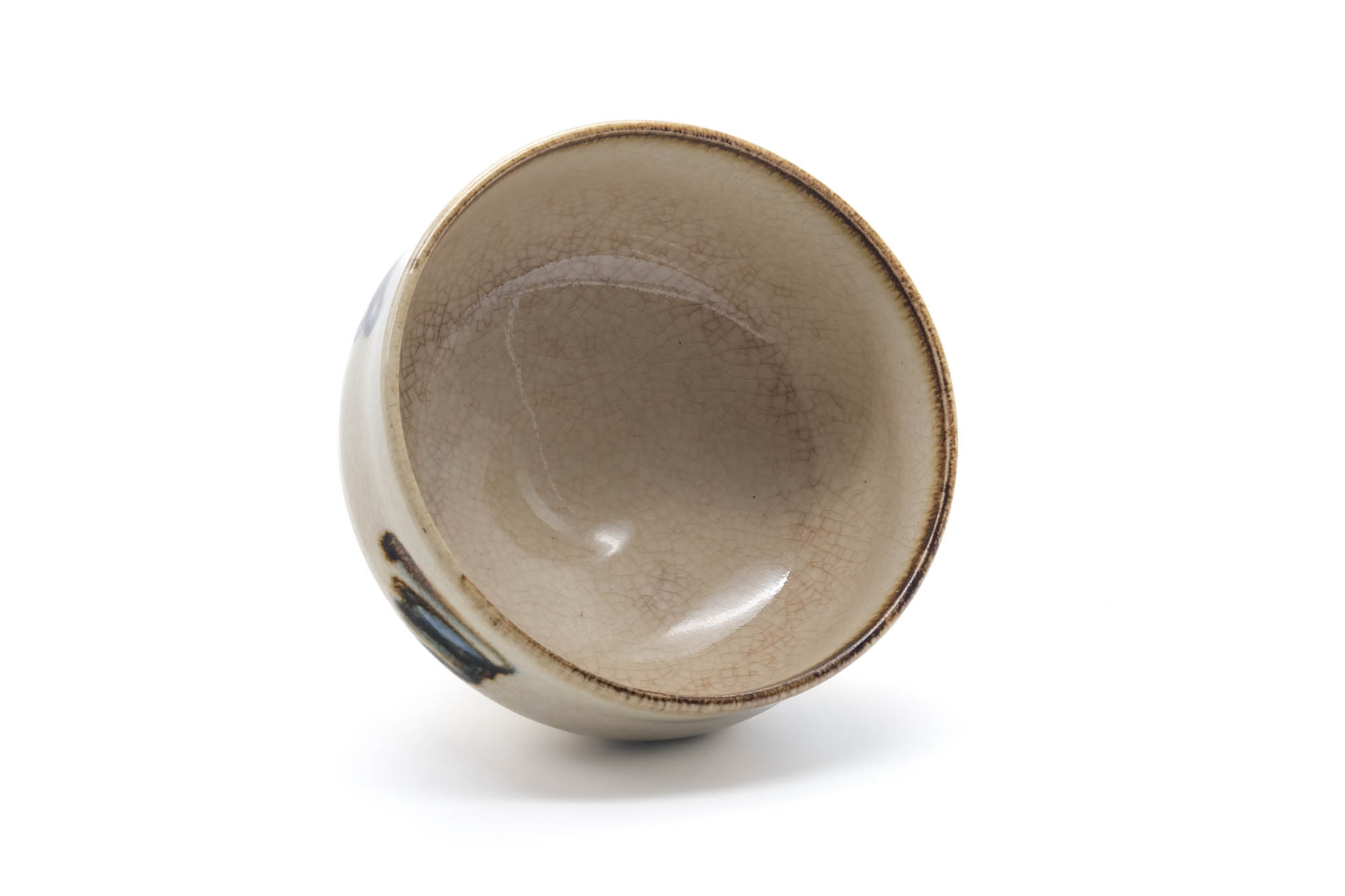 Japanese Matcha Bowl - Beige White Glazed Twirling Chawan - 400ml