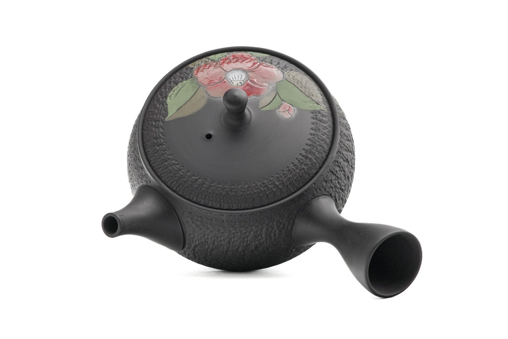 Japanese Kyusu - 玉光 Gyokko Kiln - Red Camellias Kokudei Tokoname Teapot - 300ml