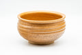 Tezumi — Japanese Kensui - 赤膚山 Akahada-yaki - Beige Spiraling Water Bowl - 550ml — front view from another angle