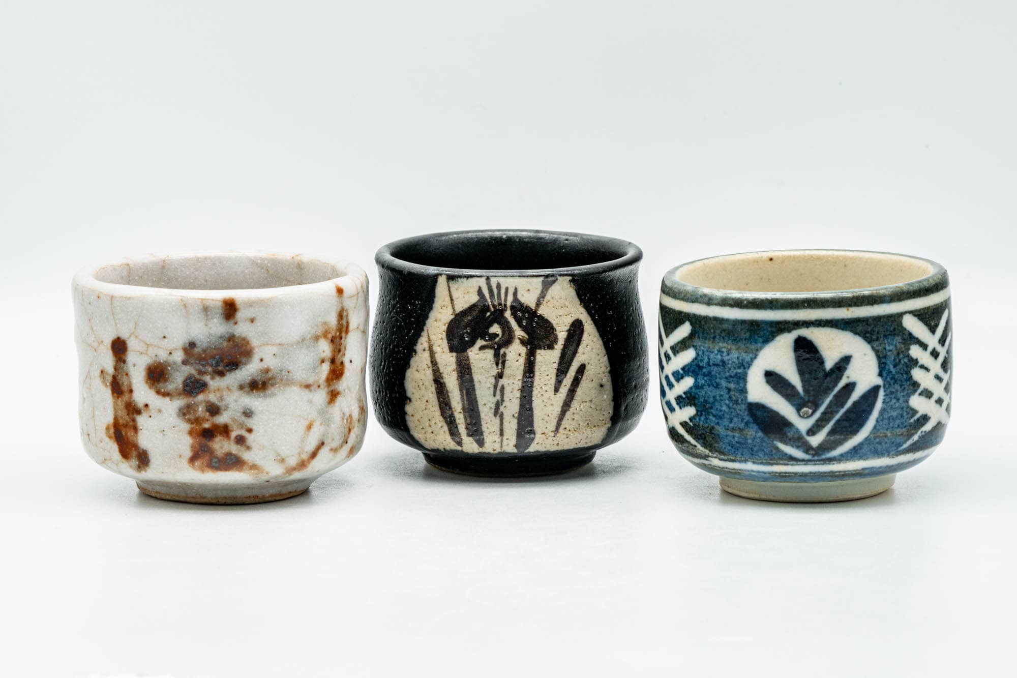 Japanese Teacups - Set of 3 Uniquely Handmade Yunomi - 75ml - Tezumi