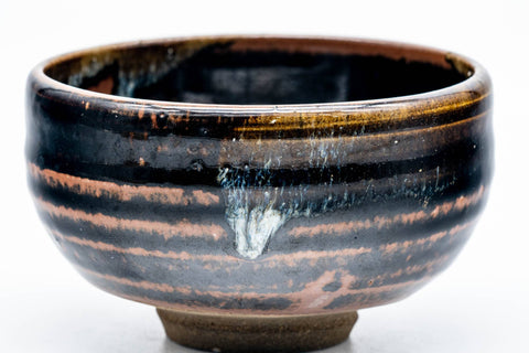 Japanese Matcha Bowl - Black Brown Spiraling Hare's Fur Glazed Chawan - 200ml