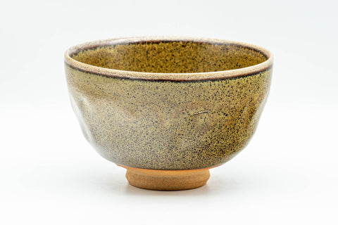 Japanese Matcha Bowl - Black and Yellow Speckled Wan-nari Chawan - 300ml