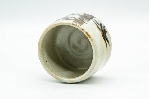 Japanese Teacup - Beige Bamboo-decorated Tsutsu-gata Yunomi - 70ml