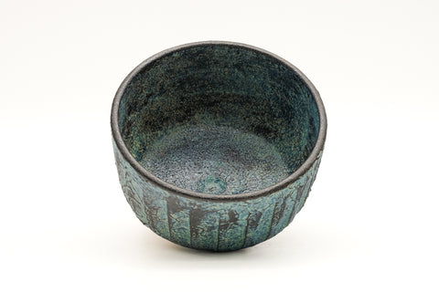 Faceted Blue-Green Kiyomizu-yaki Chawan