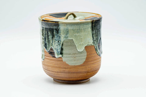 Japanese Mizusashi - Green Hare's Fur Drip-Glazed Fresh Water Container - 1200ml