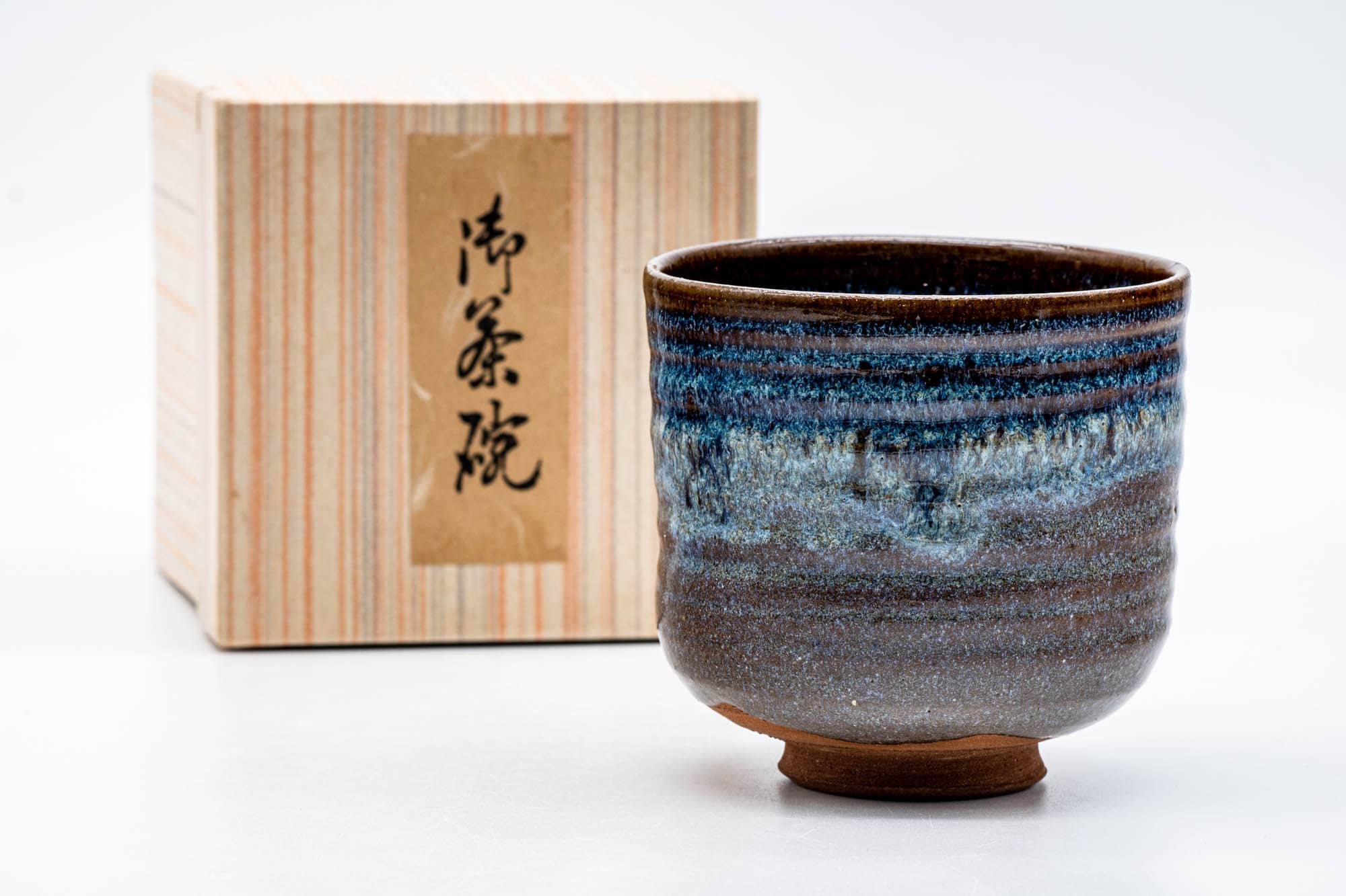Japanese Matcha Bowl - Blue Drip-Glazed Aizu-yaki Winter Chawan - 200ml
