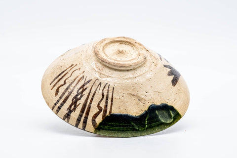 Japanese Matcha Bowl - 野田東山 Noda Higashiyama - 長曽窯 Nagaso Kiln - Ao-Oribe Summer Chawan - 150ml